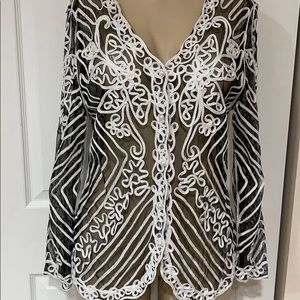 Pretty Angel Black and White Lace Blazer